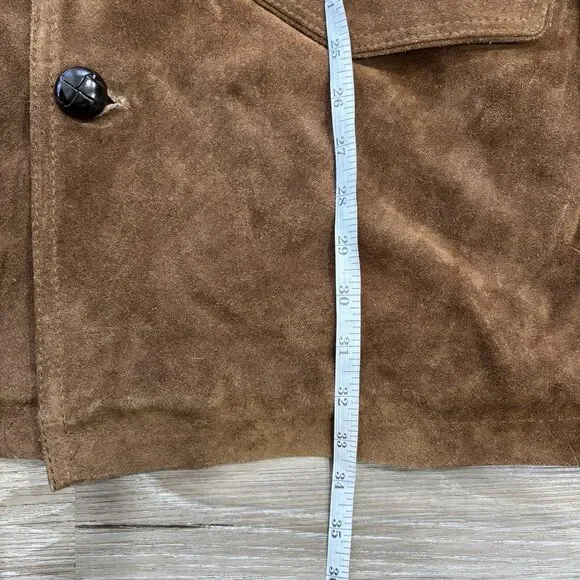 Wilsons Leather Jacket Mens Size XL Vintage USA Suede Sherpa Brown 4 Button - Picture 3 of 7